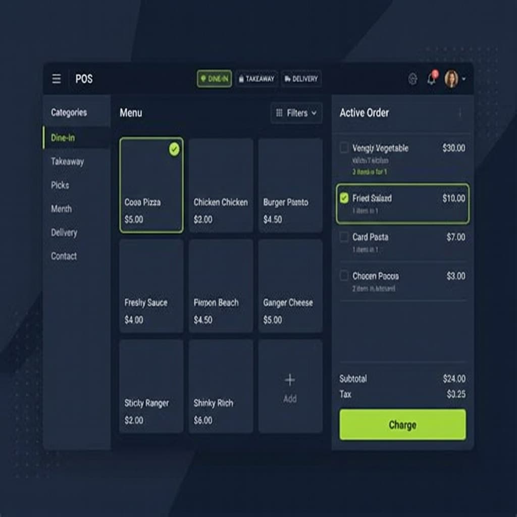 Nine POS and online ordering interface